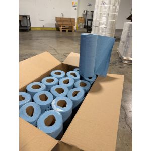 Paper Towel- Blue Rolls with Core 55 sheets 30 Rolls per Box